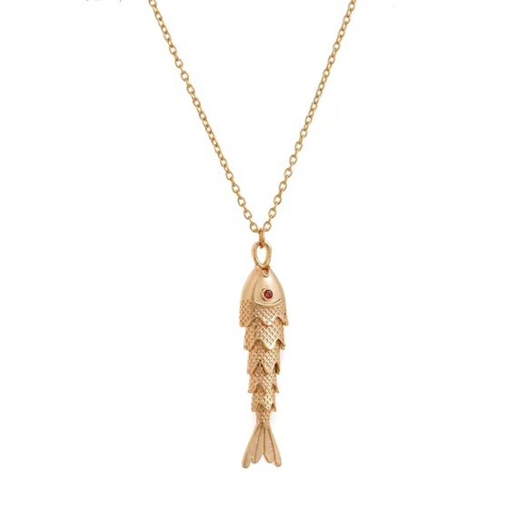 Gold Fish Pendant Necklace - Picture 4 of 10